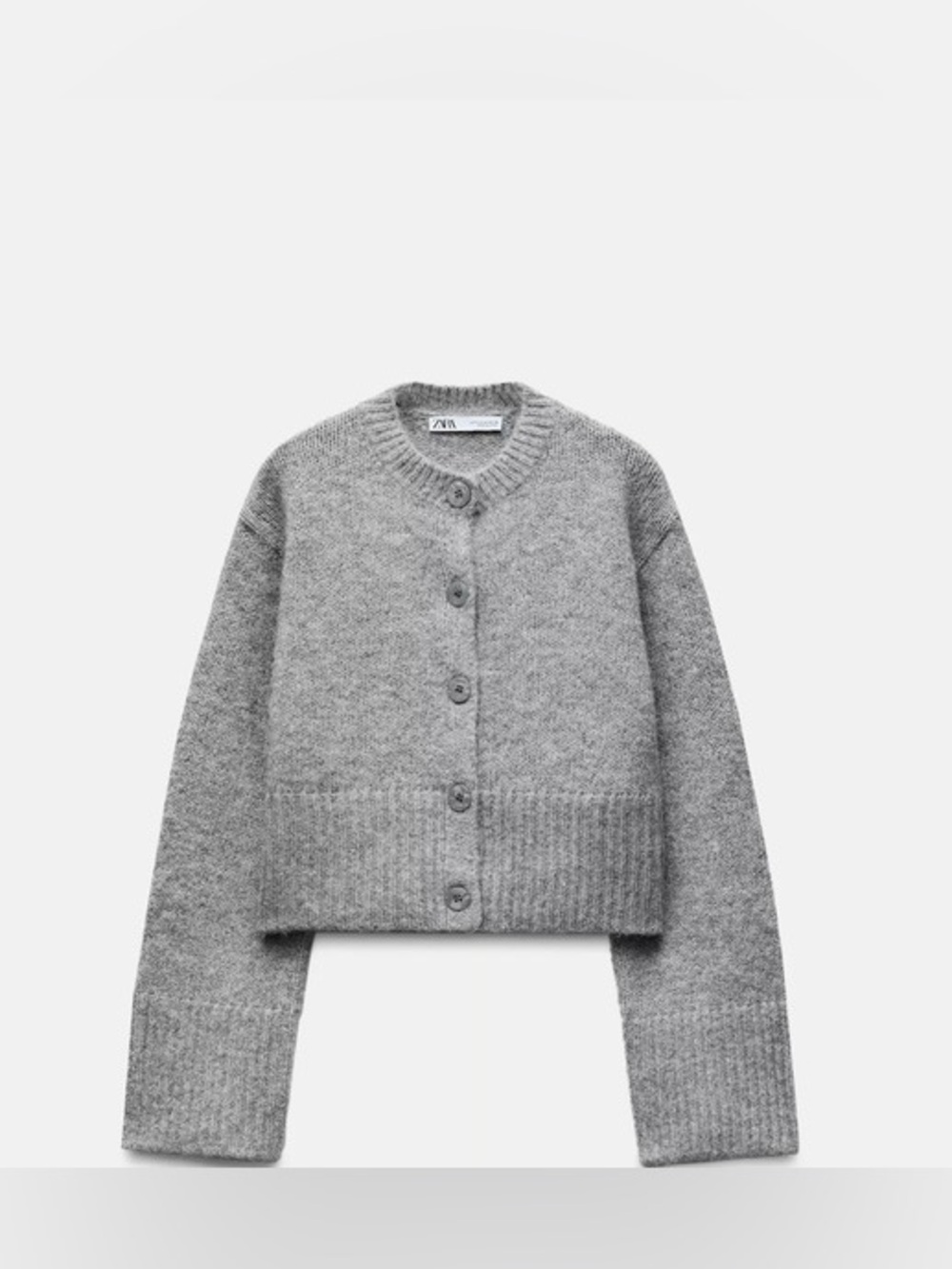 Zara - Heather Gray Large Button Down Long Sleeve Soft Cardigan Sweater Size S